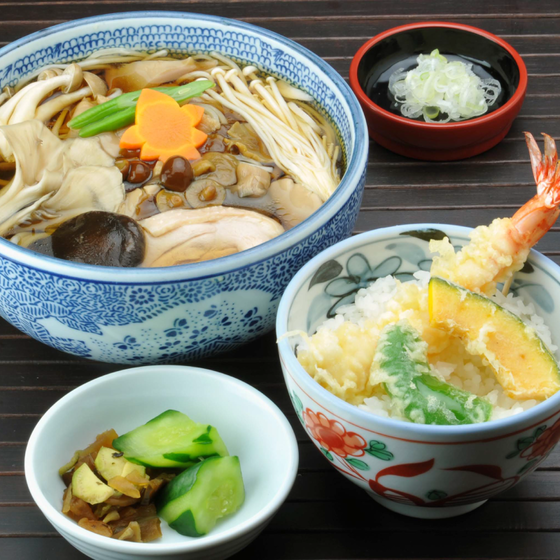 きのこそばミニ天丼セット