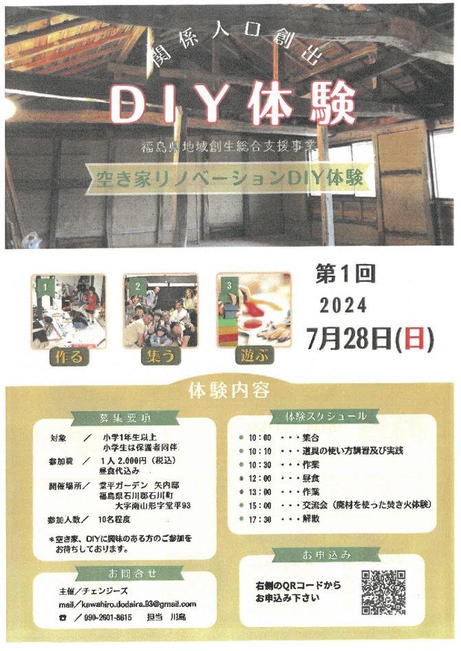 空き家リノベーションＤＩＹ体験in石川町堂平ガーデン